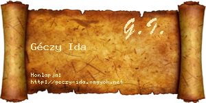 Géczy Ida névjegykártya